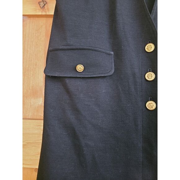Black 100% Wool Vest Gold Buttons MEDIUM Minimalist Quiet Luxury Old Money M - Picture 6 of 9